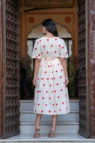 Image of Women's Pure Cotton Maxi Midi Dress Western Dress for Women Elegant Floral Printed Long Dresses | Soft & Breathable Fabric | Casual Trending Dress for Women