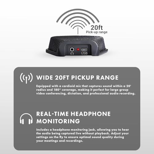 Microfone USB de conferência Movo MC1000 para computador desktop e laptop com alcance longo de 180°