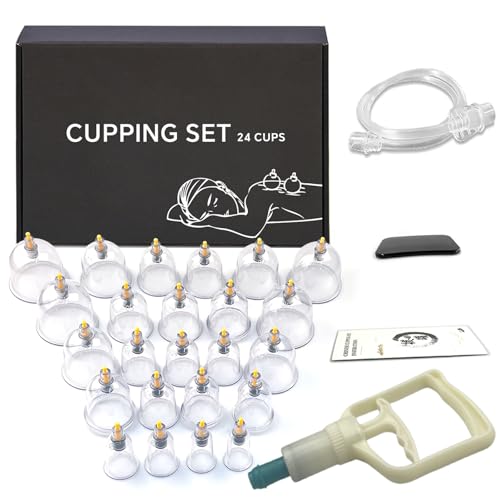 Cupping Therapy Sets,Hijama Cupping Vacuum Suction 24 Cups Sets for Cellulite Cupping Massage Back Pain Relief ，Chinese Cupping Therapy Pump Hijama
