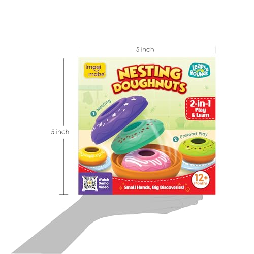 Image of Imagimake Nesting Doughnuts | Leaps & Bounds Baby Toys for 12+ Months | Educational Toy for Toddlers, Infants| 2-in-1 Play & Learn | Montessori Baby Toys | Gift for Kids 1+Year Old