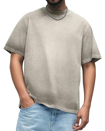Men's Gradient-Washed Cotton T-Shirt Oversized Distressed Vintage Tees Crew Neck Short Sleeve Casual Summer Tops Plus Size