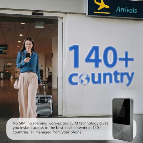 Image of Global Pocket WiFi Hotspot - No SIM,Works in 140+ Countries, 10GB Preloaded, Connect 8 Devices, Portable Internet Devices, Mobile Pocket Hotspot Ultra Portable 4G LTE Travel Router