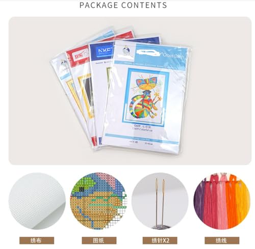 Image of Rosyfoxes Cross Stitch Kits Stamped Full Range of Embroidery Starter Kits for Beginners DIY 11CT 3 Strands - Printed kit Fox Waltz (Printed) 10.6x15 inches