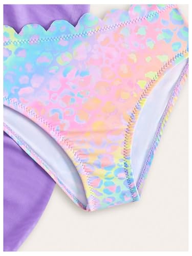 WDIRARA Toddler Girl's 3 Pieces Bikini Set Colorful Hawaiian Beach Swimsuit Bathing Suit with Cover Up Skirt4