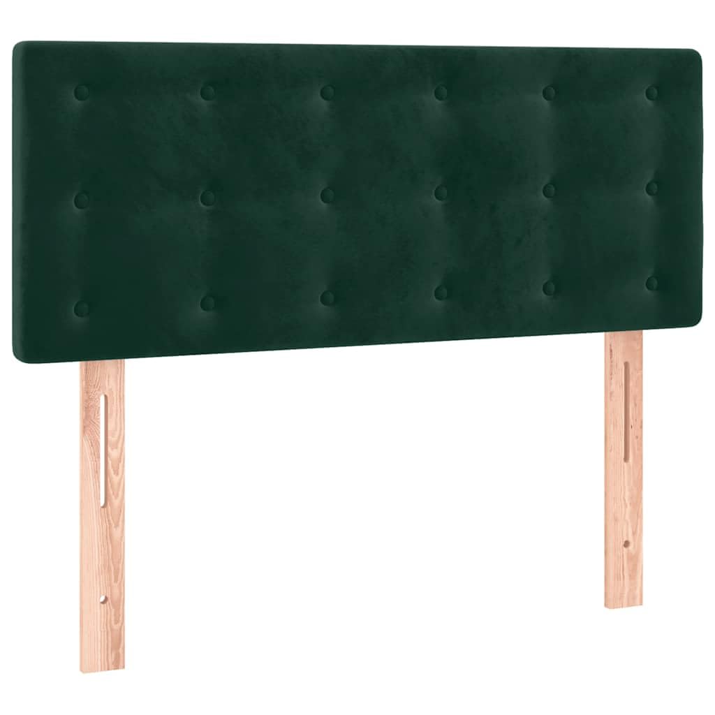 Cama con somier, color verde oscuro, 90 x 190 cm, terciopelo con colchón de muelles ensacados y colchón de dureza media para un sueño reparador