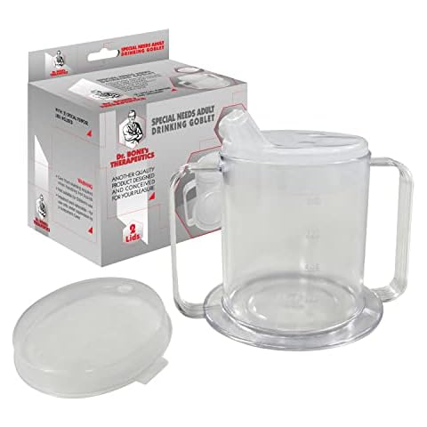 2-Handle Adult Sippy Cup Wide Base Mug with Transparent 2 Style Lids Lightweight Drinking Cup with Easy-to-Grasp Handles for Hot and Cold Beverages Spill-Resistant Prevents Tipping Beakers for Elderly Cover