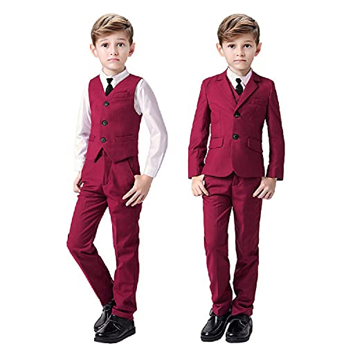 Image of Suit for Boy Formal Slim Fit Tuxedo 5 Pieces Kids Toddler Wedding Outfit Blazer Pants Vest Set Boys Suits