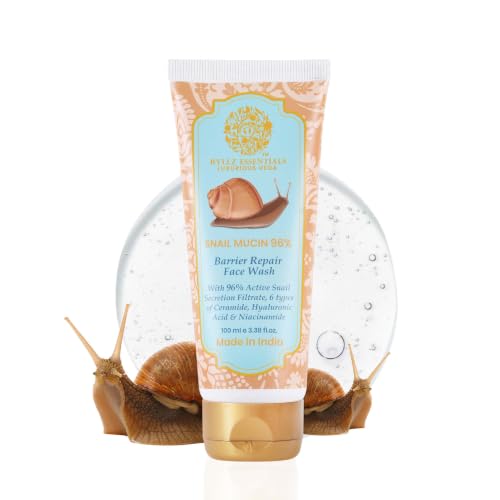 Image of RYLLZ ESSENTIALS Snail Mucin Face Wash | 96% Snail Secretion Filtrate | Low pH Gel Cleanser | with Hyaluronic Acid, Ceramide, Niacinamide, Vitamin C & Alpha Arbutin | for Intense Hydration, Barrier Repair, Glowing Skin, Blemishes, Anti Aging, Skin Firming, Wrinkles & Spot Correction | Korean Skincare | 100ml
