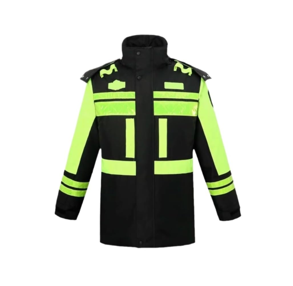 Reflectante Chaleco Reflectante Invierno Chaqueta De Algodón Grueso Forro Ropa Trabajo Chaleco(Black,3XL)