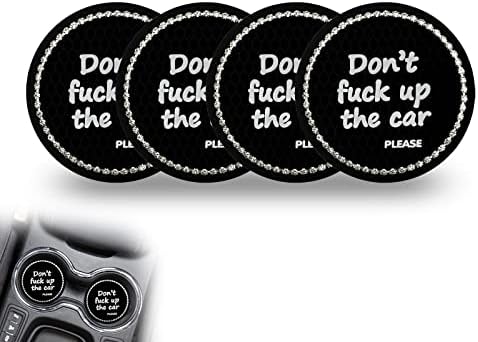 Msyuusr 4 PCS Bling Car Cup Hoder Coaster, Crystal Rhinestone Silicone Anti Slip Insert Coaster, Universal Car Accessories for Most Car Interior (Black & White)