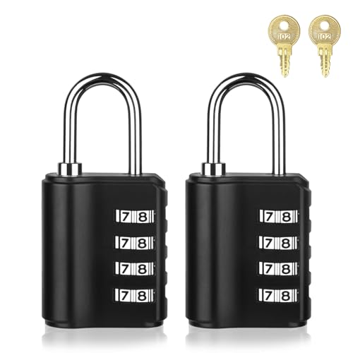 Image of Combination Lock Outdoor with Key Outdoor Waterproof, 4 Digit Padlock for School Gym Sports Locker,2 Pack Padlock with Hasp Storage, Combination Padlock, Cabinet Doors, Fence, Garage