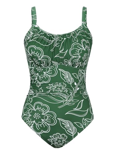 Modest One Piece Swimsuit Women Tummy Control 2026 Long Torso Slimming Bathing Suit Cute Floral Swim Suits Line Flower L