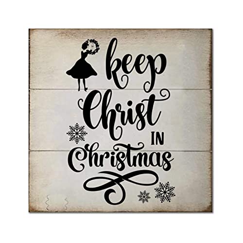 Cadeau de Noël Keep Christ in Christmas déco bois à suspendre