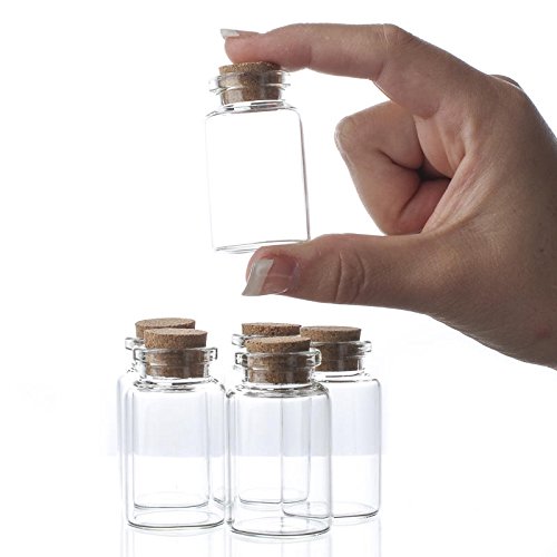 Eclectic Accents Group of 18 Mini Glass Jars with Cork Stoppers - 2 Inches High X 1 Inch Diam