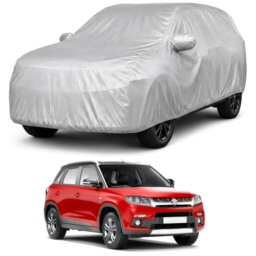 Image of Autofact Car Body Cover Compatible with Brezza 2016-2021 | Custom Fit Car Cover | 100% Water-Resistant| Triple-Stitched Lightweight Fabric | Dustproof | Indoor & Outdoor Use | Elastic Bottom