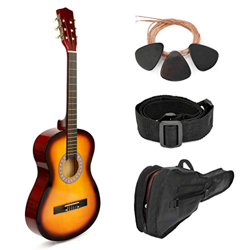 38" Sunburst Wood Guitar With Case and Accessories for Kids/Boys/Girls/Teens/Beginners
