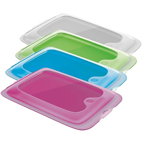 Solty – Fiambrera Embutido Apilable – Porta embutidos para nevera Reutilizable, Libre de BPA, Apto para Microondas, Lavavajillas y Congelador - 25 x18 x 3 cm - Set 4 tupper grande