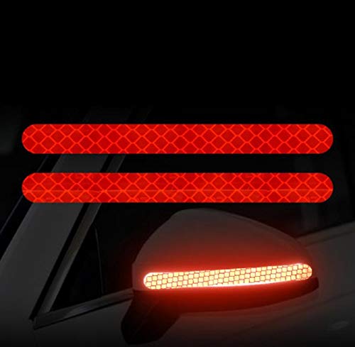 Allure Auto® 2pcs Rearview Mirror Sticker, Automotive Reflective Stickers Mirror Protection Car Rear View Mirror Stickers Night Light Warning Strip, Red for Renault Kwid