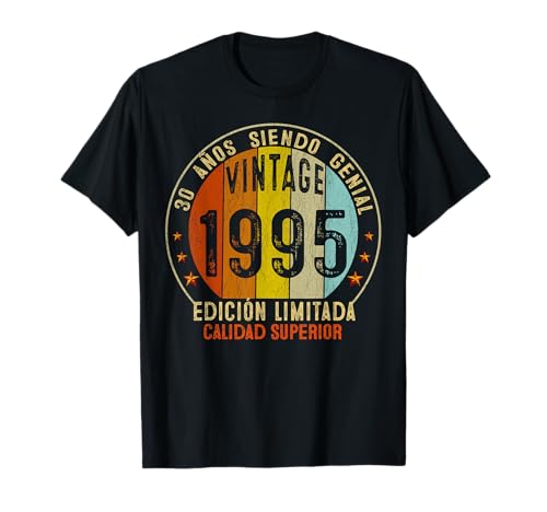 30 Aniversários 1995 30 anos homem mulher vintage 1995 t-shirt, Preto, S