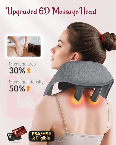 Image of Cordless Neck Massager with Heat - FSA Eligible HSA Neck Shoulder Massager for Pain Relief Deep Tissue,6D Deep Kneading Shiatsu Back Massage, Gifts for Fathers Men Women
