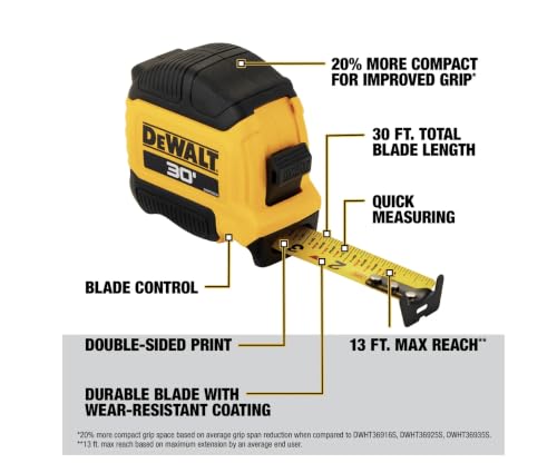 Image of DEWALT Atomic Compact Series 30 ft. Tape Measure (DWHT38130S) (Pack of 6)