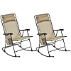 Yaheetech 26in Rocking Chair Outdoor Zero Gravity Folding Chairs Rocking Chairs Foldable Outdoor Lounge Chair for Outside Lawn with CupholderPillow Ergonomic Design for Rest Set of 2