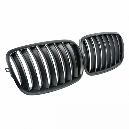 Calandre avant pour BMW X5 E70 et X6 E71 de 2007 à 2013 en plastique noir mat