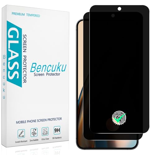 Bencuku 2 Pack Privacy Screen Protector for Samsung Galaxy S24 FE Anti Spy Private Tempered Glass Support Fingerprint Unlock Anti Scratch Bubble Free