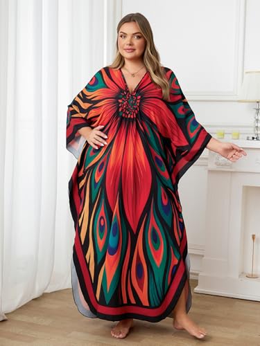 Image of Kaftan Dress for Women - Plus Size Caftan Maxi Beach Dress Moo Moos Loungewear, Swimsuit Cover Up for Beach, Pool or Vacation