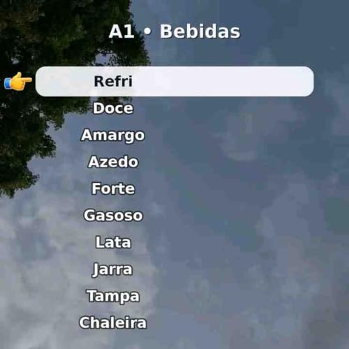 Salve a lista e repita_ bebidas.
