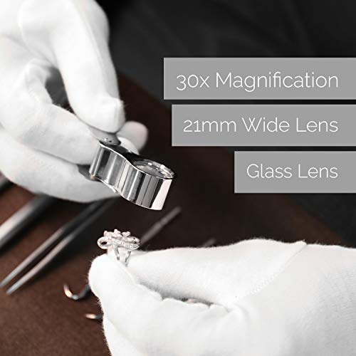 Taschenlupe Juweliere, Linse 30 x 21 mm aus Glas
