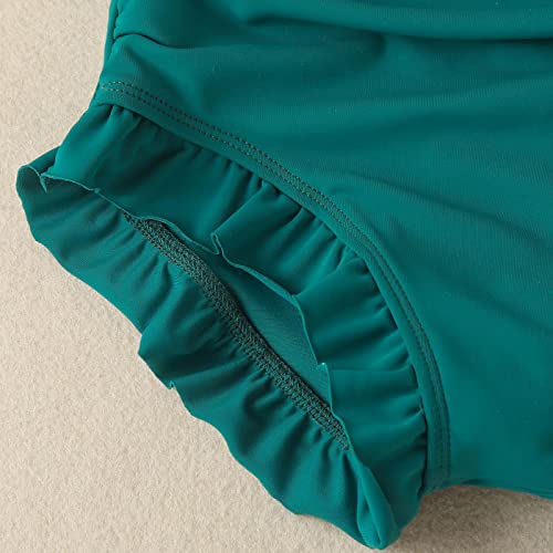 Toddler Girls Sleeveless Solid Swimwear One Piece Cute Ruffle Romper Swimsuit Kids Summer Rash Guard Bathing Suit4