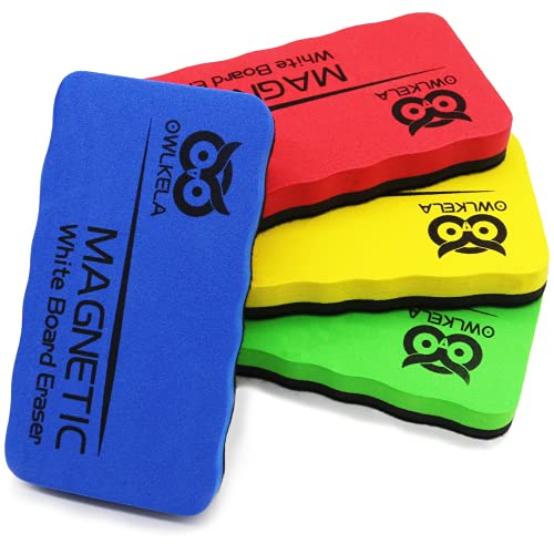 OWLKELA Magnetic Whiteboard Eraser, Dry Eraser Board Erasers, Dry Eraser for White Board, for Classroom, 4 Pack, Perfect for Home, College and Office Use