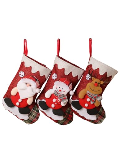 LDKRozi Nikolausstrumpf 3 Stück Weihnachtsstrumpf Nikolausstiefel zum...