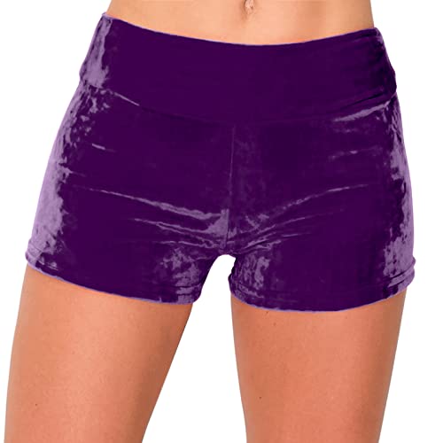 Image of ALWAYS Velvet Shorts - High Waist Stretch Velour Mini Shorts for Dance, Yoga, Casual Wear