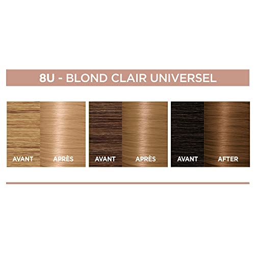 L’ORÉAL PARIS - Coloration Cheveux Cheveux Permanente - Sans Ammoniaque - Couvre 100% des Cheveux Blancs - Excellence Crème Universal Nudes - Nuance : Blond Clair Universel (8) (Lot de 2)