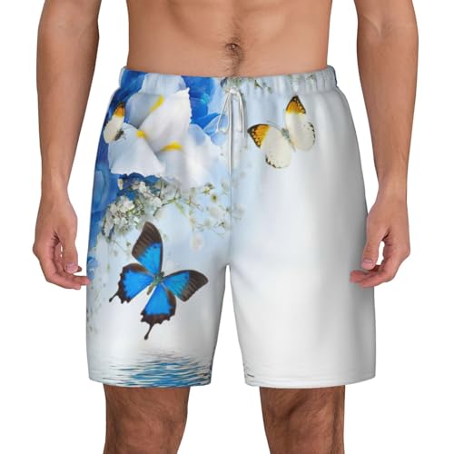 Short de bain homme fleurs et papillons séchage rapide pour le surf