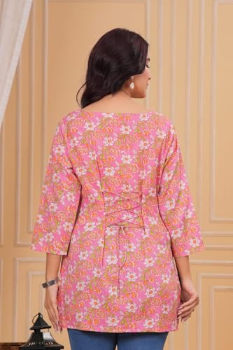 Image of Women's Pure Cotton Printed Straight Top I Stylish Short Kurta I Ethnic Kurti Top for Office & Casual Wear