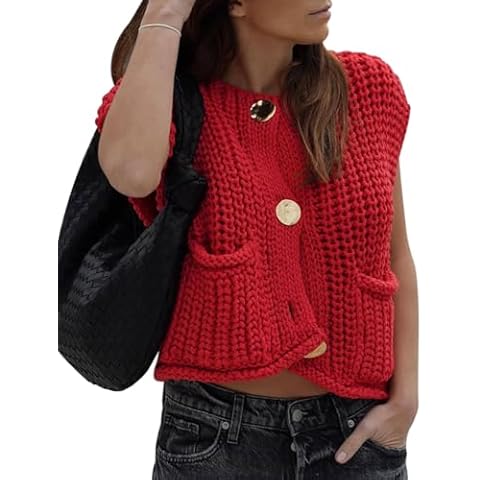 Caziffer Tank Top Femme Tricoté à Couleur Unie Gilet sans Manche Cover