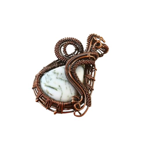 Natural Gemstone Wire Wrapped Pendant, Handcrafted Copper, Ethnic Gift for