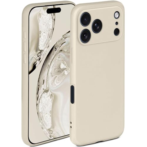 Coque silicone iPhone 17 Pro protection appareil photo ecran creme