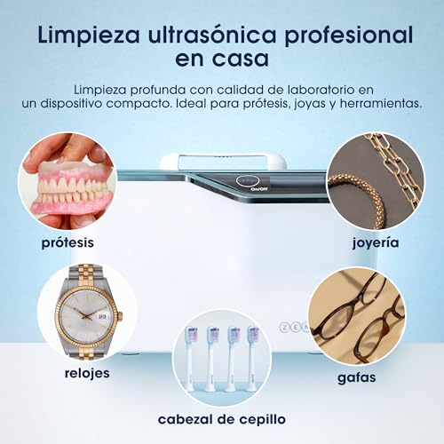 Férula Dental y joyas siempre limpias sin dañarlas usando el ultrasonidos ZENT DeepClean+ 2