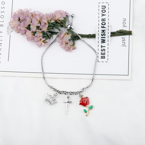 WSNANG A Court Of Thorns and Roses Merchandise Inspired Charm Bracelet Fantasy Bookish Gift Book Lover Gift(FeyreRoseBracelet)2