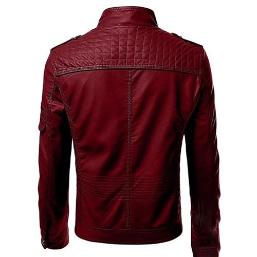 Men's Casual Stand Collar Biker Coat Long Sleeve Motorcycle Leather Jacket Fall Winter Sport Bomber Outwear2