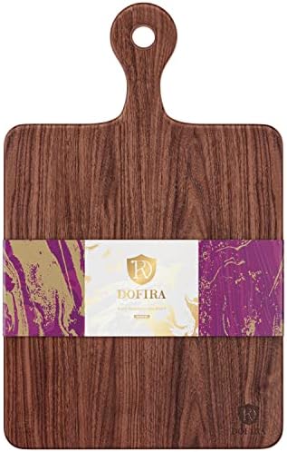 Dofira American Black Walnut Wood Cutting Board with Handle, Velvety Smooth Wooden Paddle Serving Board for Kitchen, Reversible Charcuterie Board for Cheese, Meat, Vegetables, 16x10x0.8in [Gift Box]