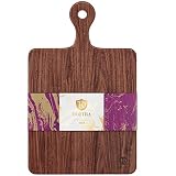 Dofira American Black Walnut Wood Cutting Board with Handle, Velvety Smooth Wooden Paddle Serving Bo