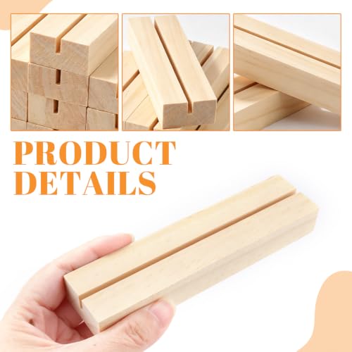 Image of 10Pcs 5.51x1.38 Inches Wood Table Number Stands, Wooden Place Card Holders, Acrylic Sign Holders for Wedding, Ceremony, Birthday, Party, Home Decoration, Events (3mm Slots)