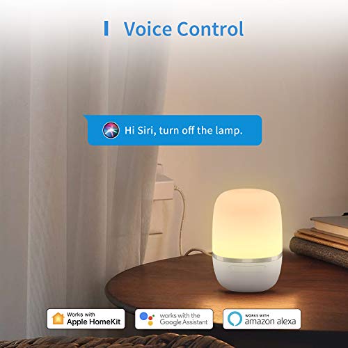 Smart Table Lamp, Meross Dimmable WiFi Ambient Lamp, Works with HomeKit (iOS13+), Alexa and Google Assistant, Tunable White and Multi-Color Nightstand Lamp, Voice Control, APP Control, Schedule - Thumbnail 2