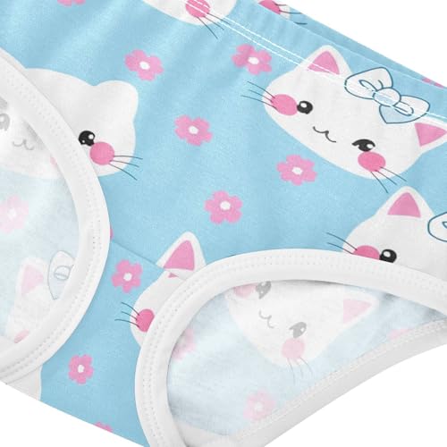 Cute White Cat Faces Light Blue Toddler Underwear Custom 2t Cotton Cute Panties Girl Florals Briefs Underpants4
