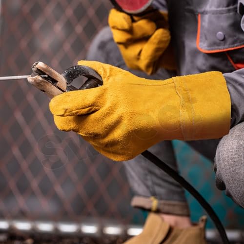 Swpeet 2pcs 10 \Schweißen Chipping Hammer und 10\ Schweißen Handschuhe, Schweißen Schlack Hammer mit Coil Spring Griff, Schlack Entfernung Werkzeug für die Reinigung Entfernen Schlack Schweißen Rest